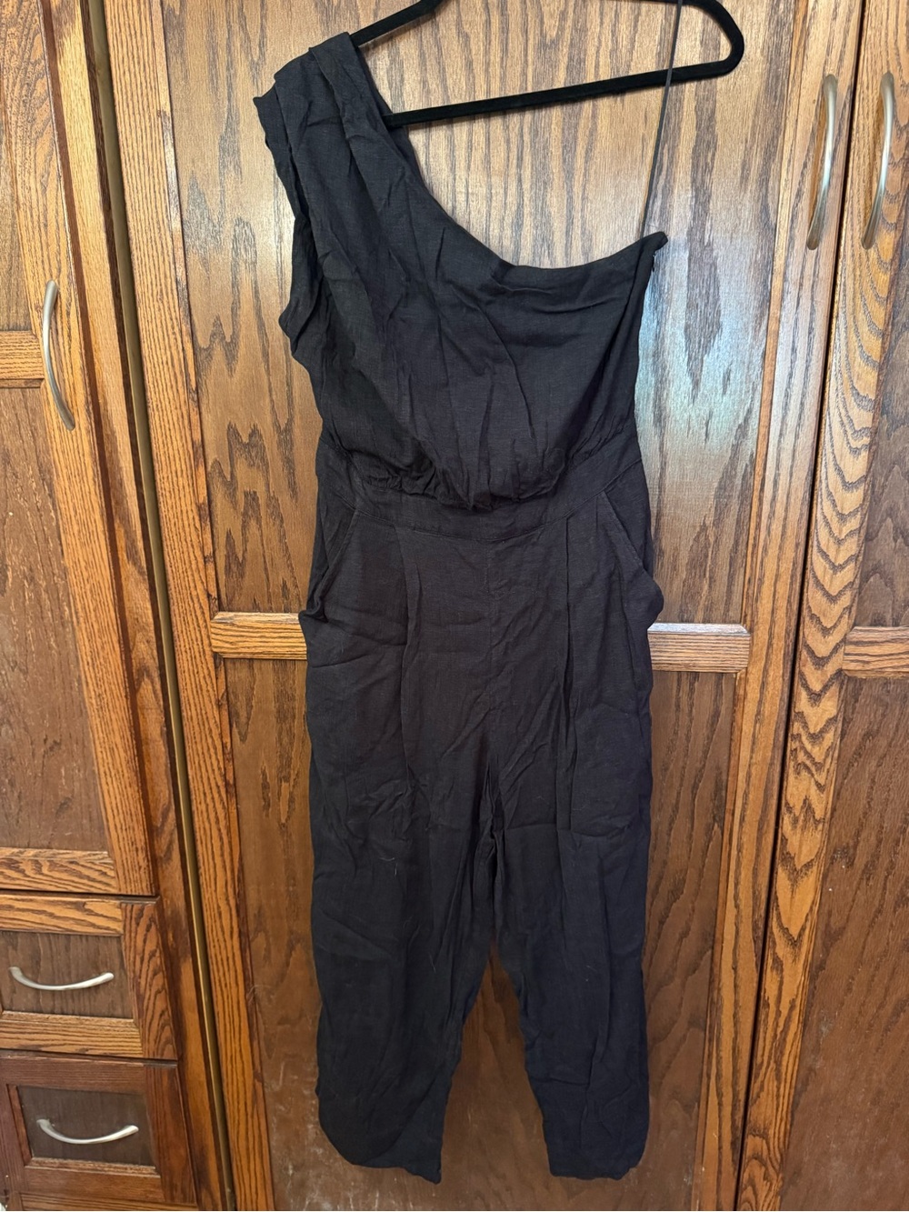 Free People Black One-Shoulder Jumpsuit